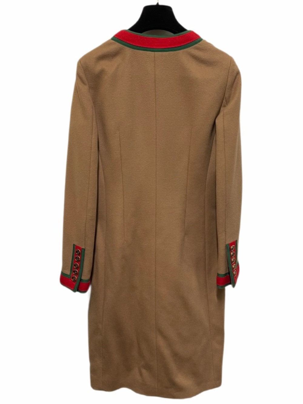Gucci Camel Beige Wool Long Coat with Green Red Webbing GG Buttons IT 38 XS/S - Picture 4 of 11